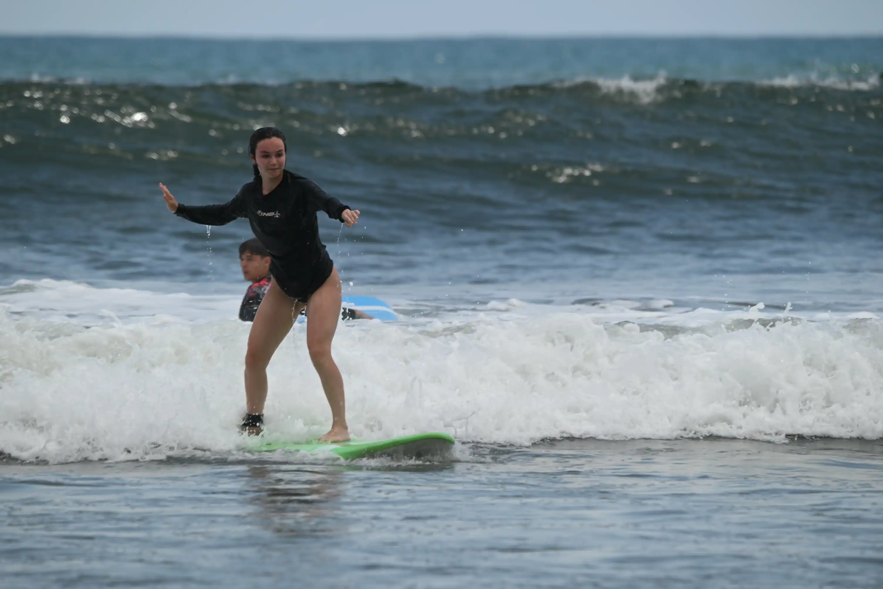 5-day surf camp Tamarindo certified instructor coaching in the water